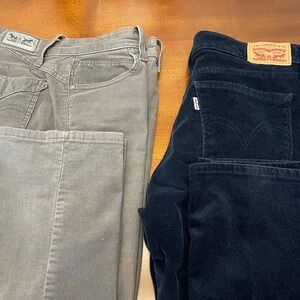 2 Pair of Levi’s 505 jeans corduroy. Size 6 or 28. Mid rise.